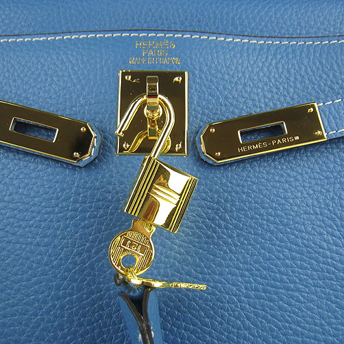 7A Replica Hermes Kelly 32cm Togo Leather Bag Blue 6108